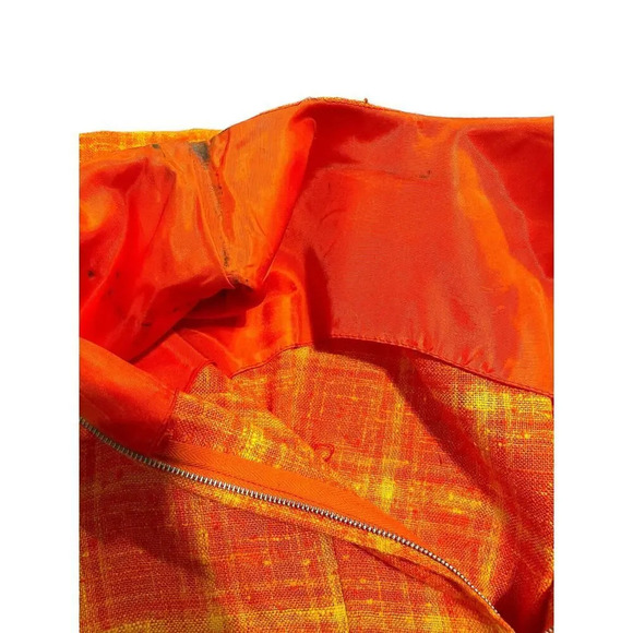 Vintage Stacy Ames Tweed Windowpane Sheath Dress Burnt Orange size 14 - Picture 11 of 16